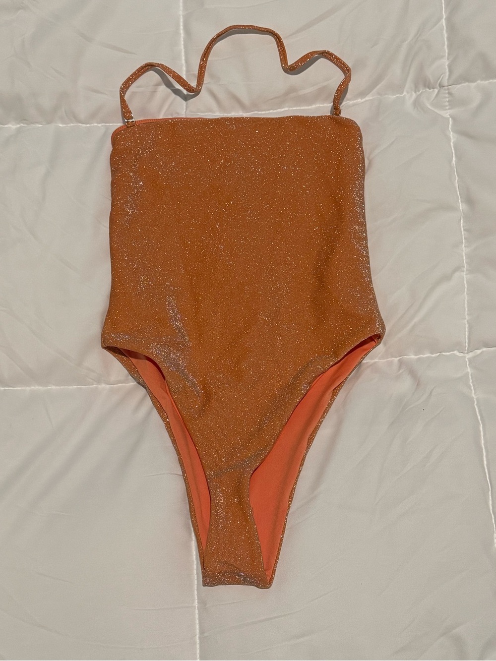 Forever 21 Glittery Orange One-Piece Swimsuit